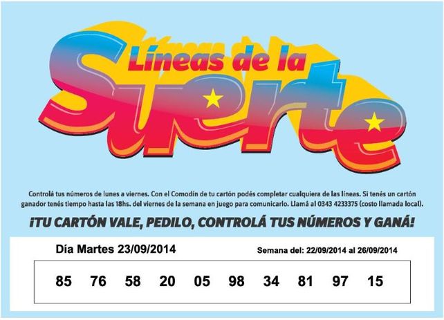 Números que corresponden al MARTES 23 de SEPTIEMBRE de 2014.