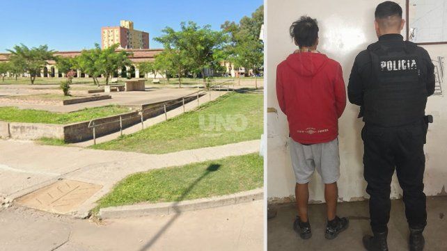 El lugar donde la víctima fue hallada y asistida y el agresor que quedó detenido&nbsp;