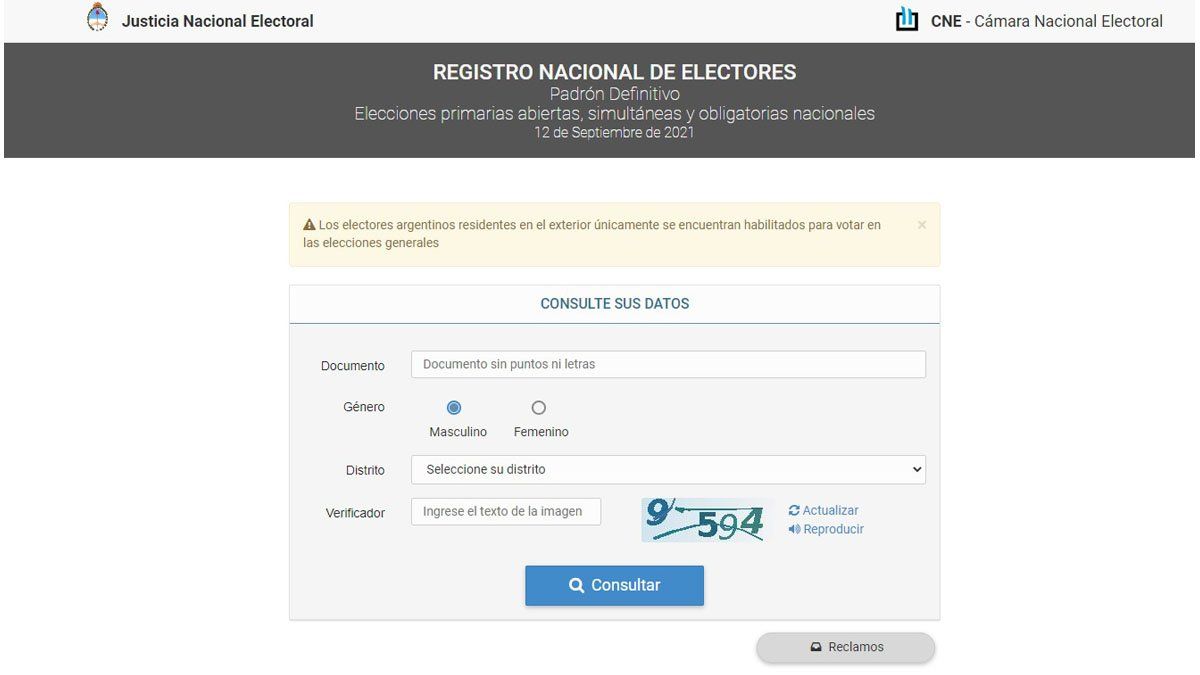 Elecciones: ya se puede consultar dónde votar en el padrón