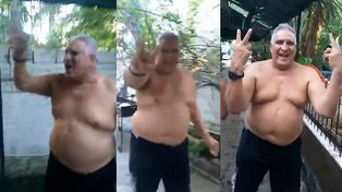 Video: benefician con la excarcelación al Pata Medina y lo festeja con la V de la victoria