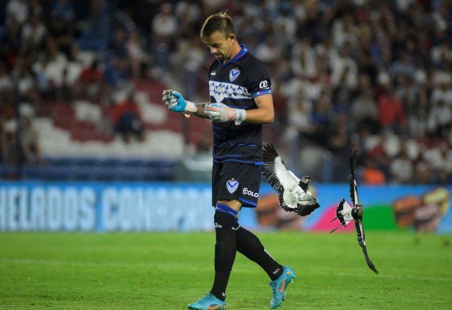 El arquero Burián rescató a dos pichones de tero del campo de juego para evitar que sean lastimados mientras los padres lo picoteaban por temor.