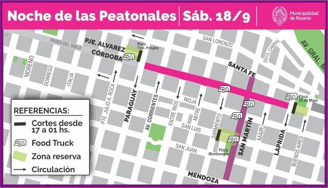 Cortes de tránsito por la Noche de las Peatonales y las elecciones en Newells