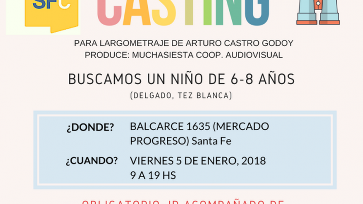 Convocan a casting de niños y adolescentes para producciones audiovisuales