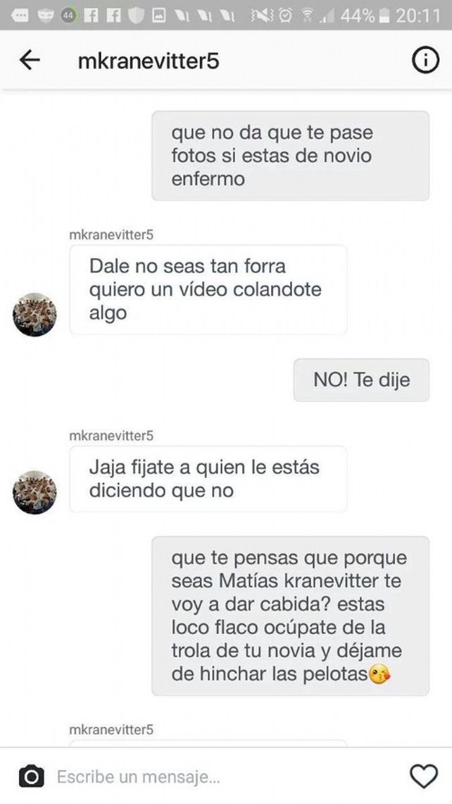 ¿Y tu novia?: el escandaloso chat sexual de Kranevitter. Mirá las fotos