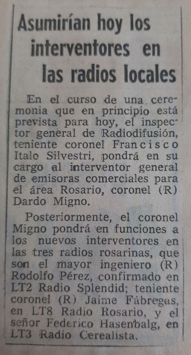 Anuncio publicado en La Capital el 10 de junio de 1976.