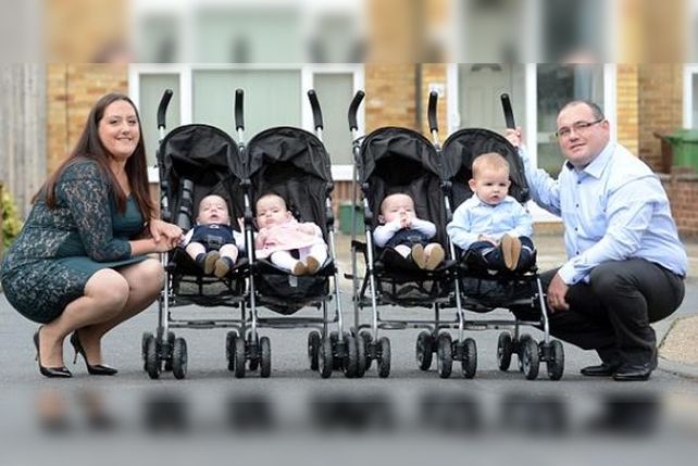 Tuvieron 4 hijos en 9 meses