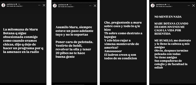 Yanina Latorre vía historias de Instagram