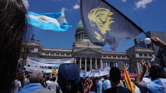 Los simpatizantes de Milei coparon las inmediaciones del Congreso para la asunción