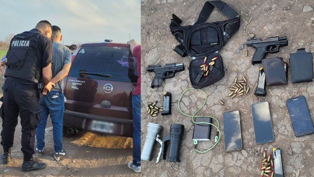 Detenidos junto a las armas y balas secuestradas en el operativo de la zona rural de la localidad de Funes&nbsp;