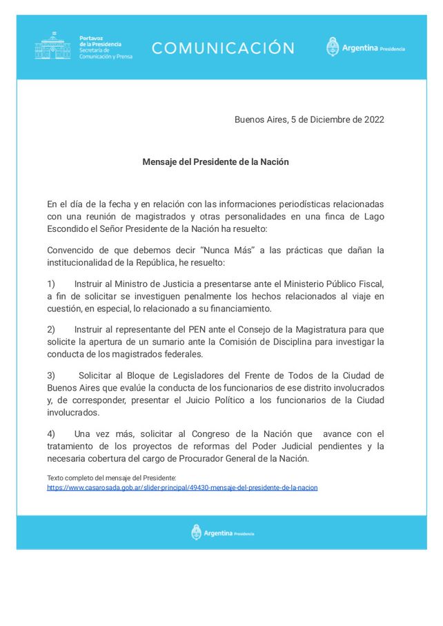 Alberto Fernández por el escándalo de Lago Escondido: Lastima la democracia ver la promiscuidad antirepublicana