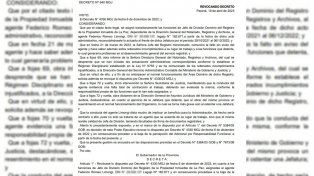 El Gobierno dio de baja a Federico Limongi como Jefe de Dominios del Registro de la Propiedad Inmueble de La Paz.