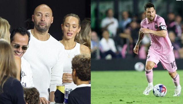 El ex beibolista Derek Jeter en la platea viendo en acción a Messi.