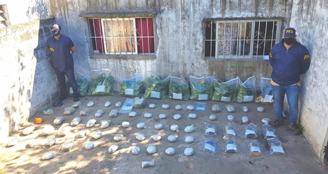 La droga hallada en una de las viviendas allanadas en marzo del año pasado a la banda de Giya.