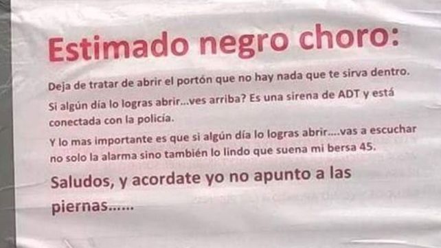 El cartel de un propietario a un delincuente, es furor en las redes