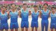 El equipo de gimnasia que logró el bronce. Santiago Mayol –primero de la izquierda– festejó.