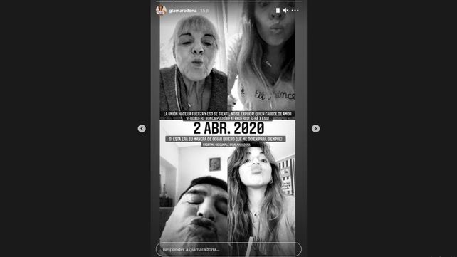 Unidos. Gianinna publicó una video llamada que las tres mantuvieron con Diego el año pasado.