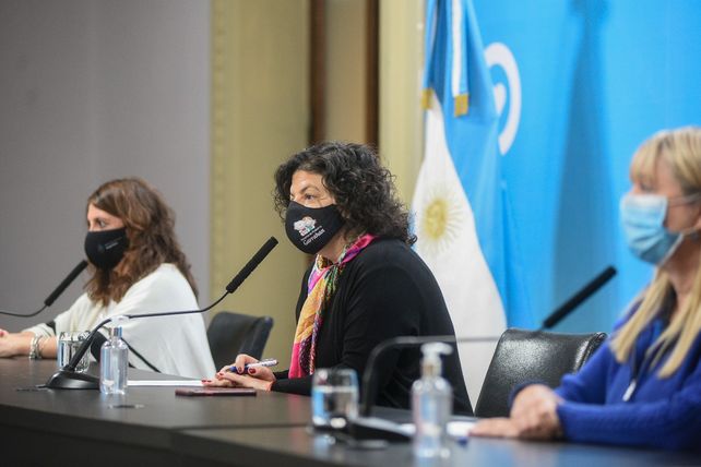 MINISTRA. La conferencia de prensa de este jueves en Casa Rosada.