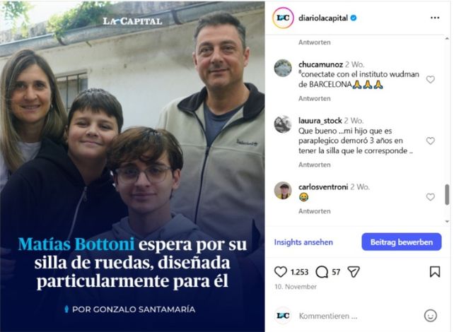 El comentario que activó la búsqueda de la familia Bottoni.