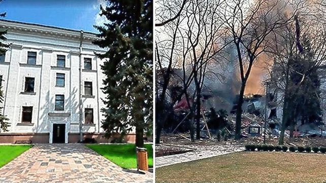 El teatro bombardeado en Mariupol: antes y después