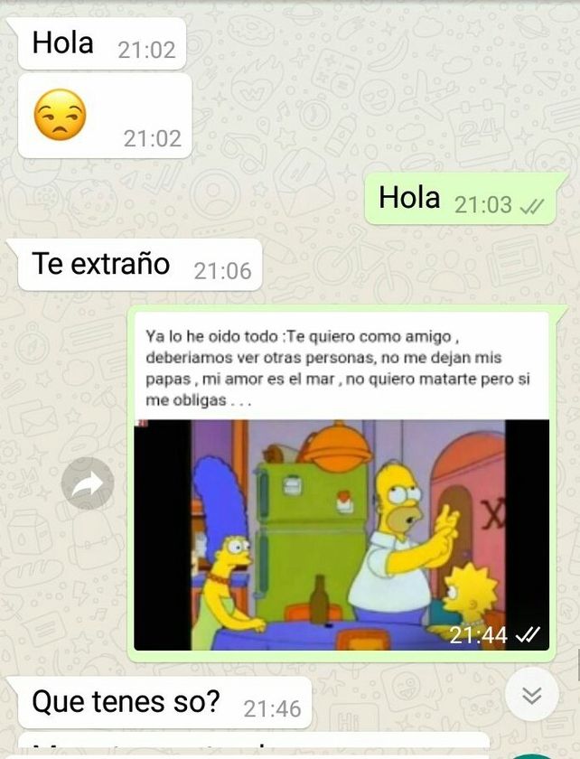 Es viral: le cortó a su novio por WhatsApp con memes de los Simpsons