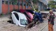 En Porto Alegre se abrió un socavón en el suelo y se tragó tres autos