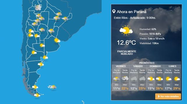 Mañana fresca en Paraná: mirá el pronóstico de este finde