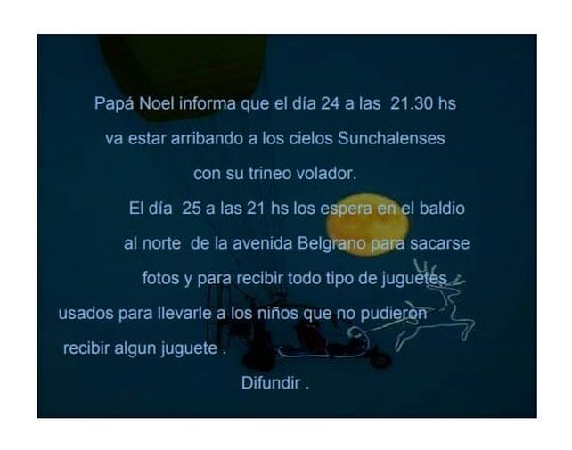 Papá Noel sobrevoló Sunchales