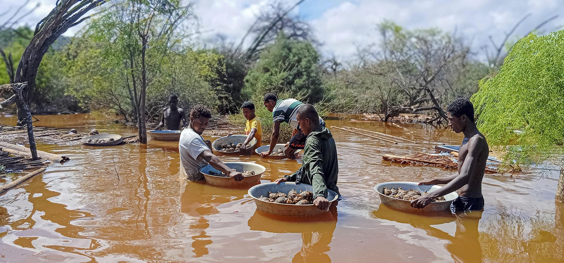 Turtle Survival Alliance muestra a miembros del personal y voluntarios rescatando a algunas de las miles de tortugas en peligro de extinción que fueron arrastradas por las aguas del Centro de Tortugas de Lavavolo, en el sur de Madagascar, durante las inundaciones provocadas por el ciclón Dikeledi. (Centro de Tortugas de Lavavolo vía AP) Turtle Survival Alliance muestra a miembros del personal y voluntarios rescatando a algunas de las miles de tortugas en peligro de extinción que fueron arrastradas por las aguas del Centro de Tortugas de Lavavolo, en el sur de Madagascar, durante las inundaciones provocadas por el ciclón Dikeledi. (Centro de Tortugas de Lavavolo vía AP)