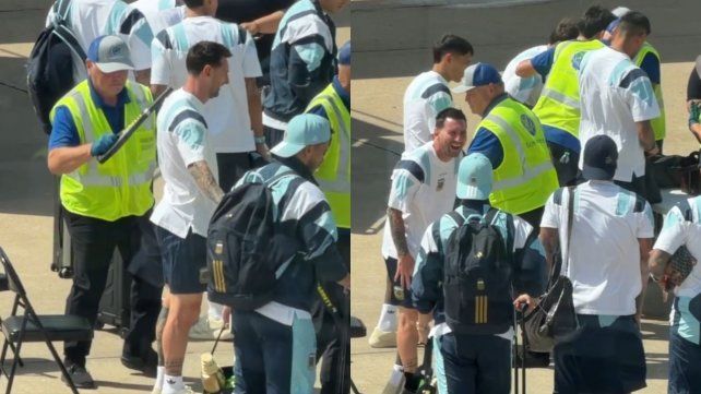 Lionel Messi y la selección argentina pasaron por los controles en el aeropuerto de Kansas City.