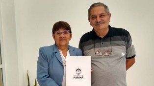 Griselda Ledesma y Mario Huss, presidenta y vicepresidente del Centro de Jubilados y Pensionados Provinciales del Departamento Paraná