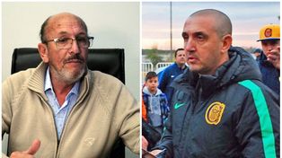 Carlos Vergara, secretario de la Uocra, y Pillín Bracamonte, jefe de la barra de Central.&nbsp;