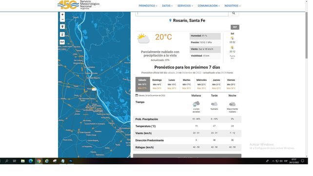 El tiempo en Rosario: con nubes, el sábado de Nochebuena llega con una temperatura agradable