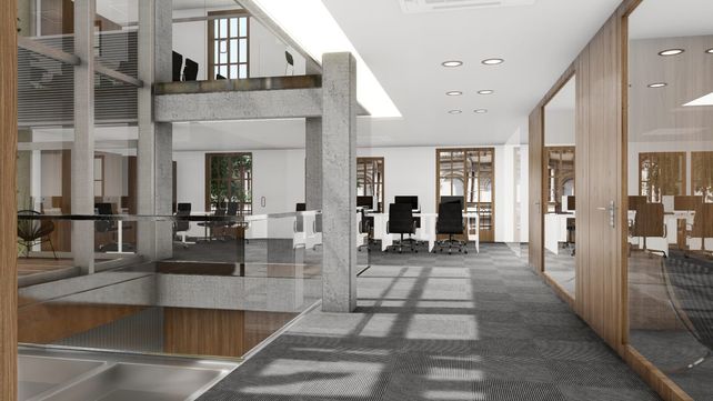 Al interior, el proyecto trabaja sobre el concepto de planta libre y propone innovaciones tecnológicas.