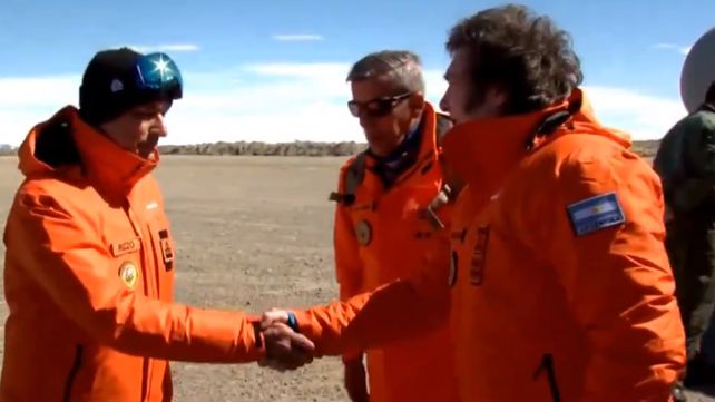 El presidente Javier Milei que viajó a la Base Marambio