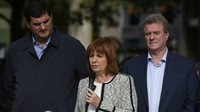 Bullrich junto a Burzaco y Millmann esta mañana en el parque Urquiza.&nbsp;