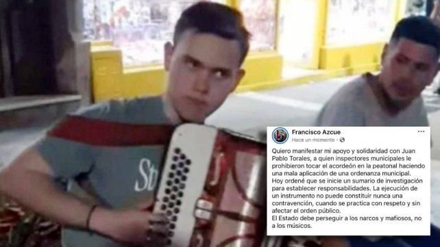 Acordeonista fue impedido de tocar en la peatonal: el intendente salió en su defensa
