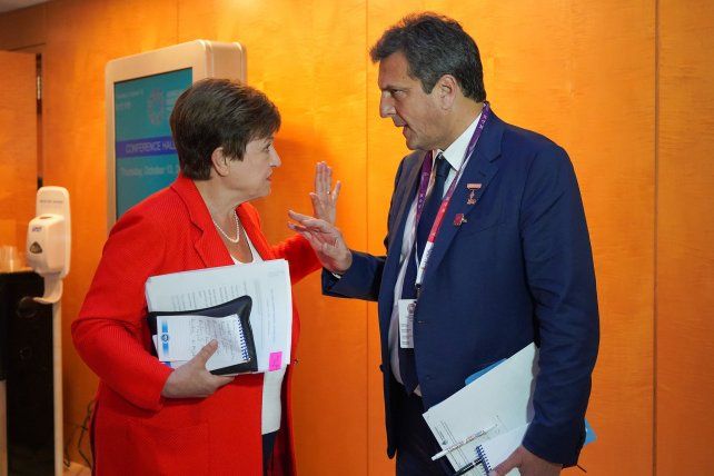 Auditoría. Kristalina Georgieva con el ministro Sergio Massa. &nbsp;
