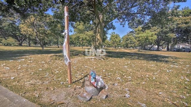 Parque Federal. Columnas de alumbrado público caídas y luces encendidas durante el día.&nbsp;