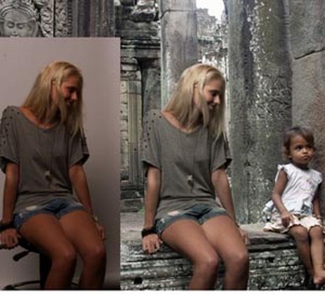 El antes y el después de una foto montada para una tesis universitaria.