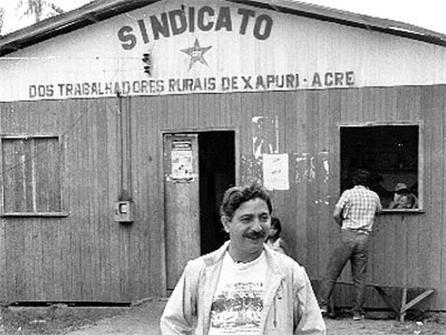 El militante ambientalista en su Sindicato de los seringueiros