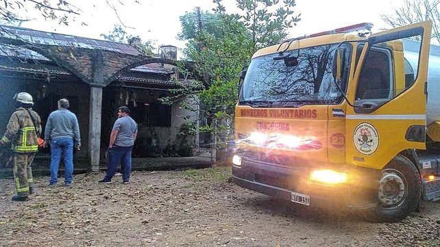 Ocho familias afectadas por un incendio en Concordia