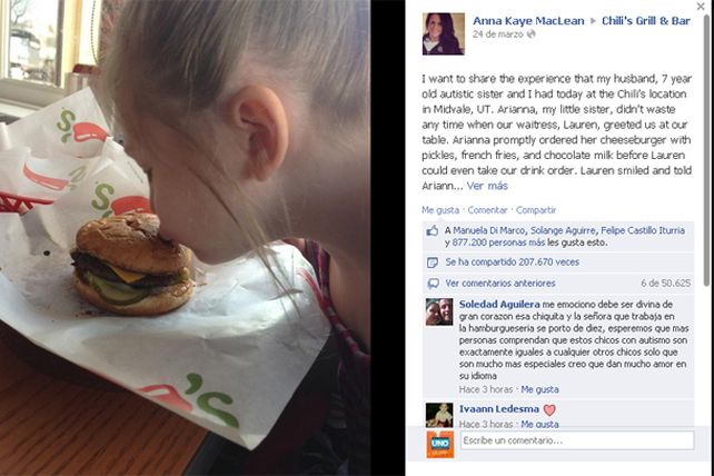 Una niña autista, una hamburguesa y una conmovedora historia