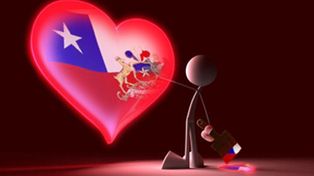 Peruana enamorada pinta su casa con los colores de la bandera chilena