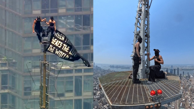 Una pareja escaló el Empire State de Nueva York sin permiso ni seguridad