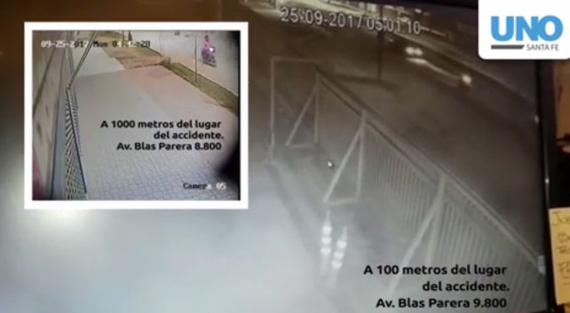 Dos videos muestran al mismo auto detrás de la moto de Romina Pacheco antes del choque