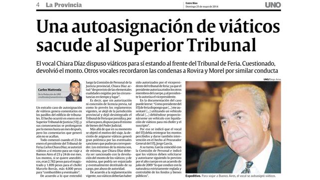 Novedad. Ya en 2014 las situaciones especiales del vocal generaron una nota publicada por este diario.&nbsp;