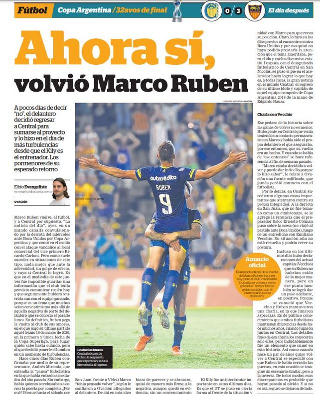 Y un día Ruben decidió volver a jugar en Arroyito.