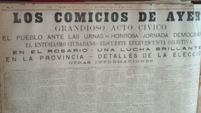 Para el Diario La Capital del lunes 1º de abril los comicios del día anterior han sido un grandioso acto cívico.