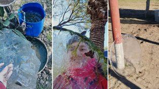 El agua se congeló en un abrevadero para caballos, en el Acceso Norte, Paraná.&nbsp;