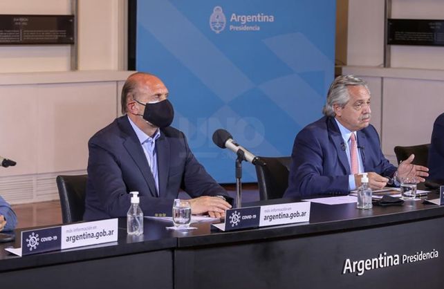 El gobernador Omar Perotti junto al Presidente Alberto Fernández